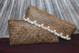 NEW Balinese Hand Woven Clutch Purse with Shell Trim - Bali Bag