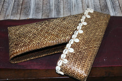 NEW Balinese Hand Woven Clutch Purse with Shell Trim - Bali Bag