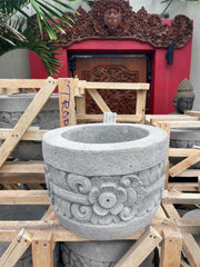 NEW Balinese Hand Crafted Paras Pot - Bali Feature Pot - Carved Bali Pot 38x22cm