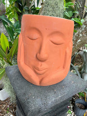 NEW Balinese Terracotta Face Pot - Bali Face Pot - Terracotta Bali Feature Pot