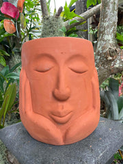 NEW Balinese Terracotta Face Pot - Bali Face Pot - Terracotta Bali Feature Pot