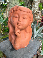 NEW Balinese Terracotta Face Pot - Bali Face Pot - Terracotta Bali Feature Pot