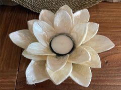 NEW Balinese Lotus T-Light or Votive Candle Holder - Capiz Shell Lotus Candle