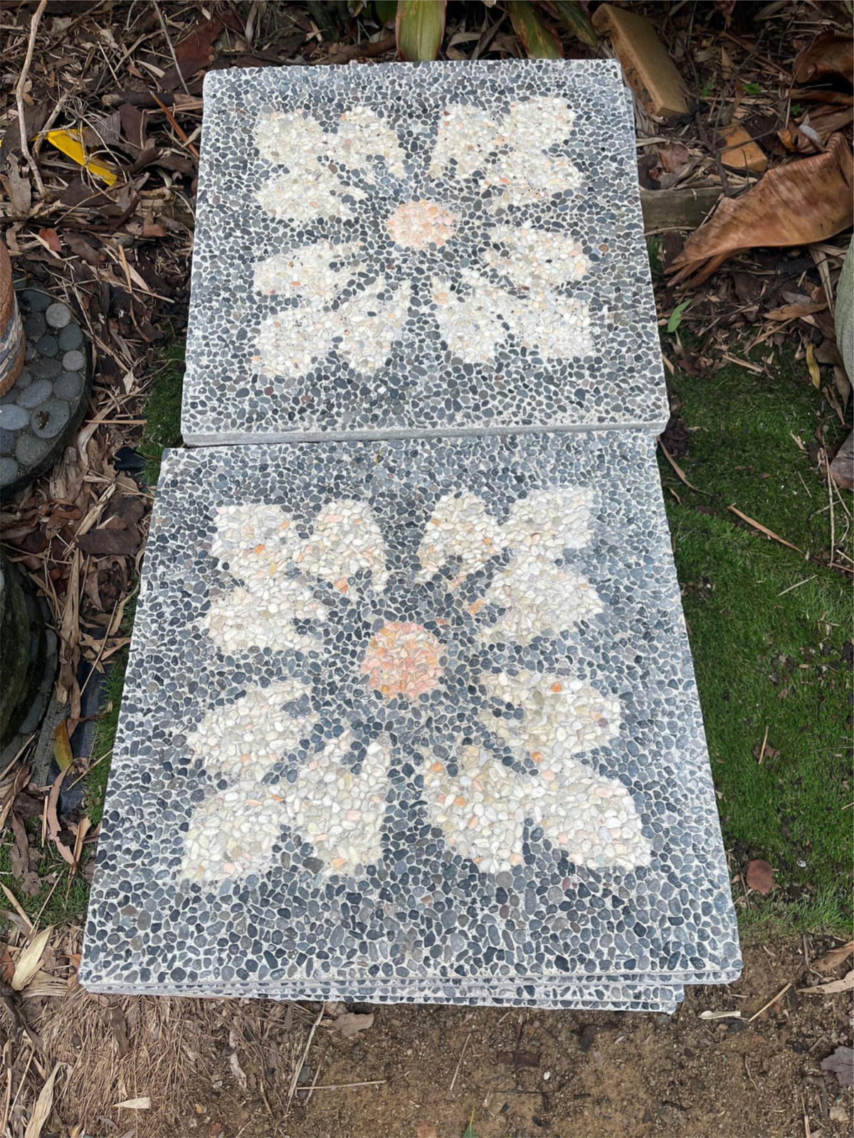 Brand New Balinese Motif Hand Crafted Concrete / Pebble Inlay Stepping Stone