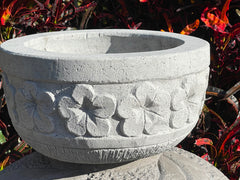 NEW BALINESE HAND CRAFTED & CARVED FRANGIPANI POT - BALI FRANGIPANI FEATURE POT