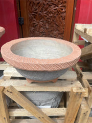 NEW Balinese Hand Crafted 2 Tone Cast Concrete Pot - Bali Feature Pot - Bali Pot