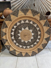 NEW Bali Woven Rattan Platter with Motif - Balinese Woven Rattan Wall Art 1m