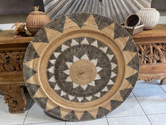 NEW Bali Woven Rattan Platter with Motif - Balinese Woven Rattan Wall Art 1m