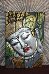 Balinese Hand Carved Wood Hinged Buddha Wall Panel - Bali Buddha Wall Panel 60cm