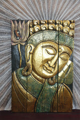 Balinese Hand Carved Wood Hinged Buddha Wall Panel - Bali Buddha Wall Panel 60cm