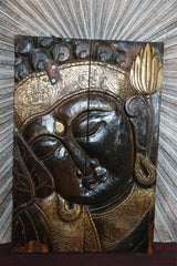 Balinese Hand Carved Wood Hinged Buddha Wall Panel - Bali Buddha Wall Panel 60cm