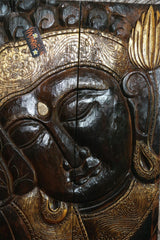 Balinese Hand Carved Wood Hinged Buddha Wall Panel - Bali Buddha Wall Panel 60cm