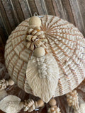 NEW Hand Crafted Balinese Shell-Leaf Keyring or Bag Tag - Bali Boho Shell Tassel