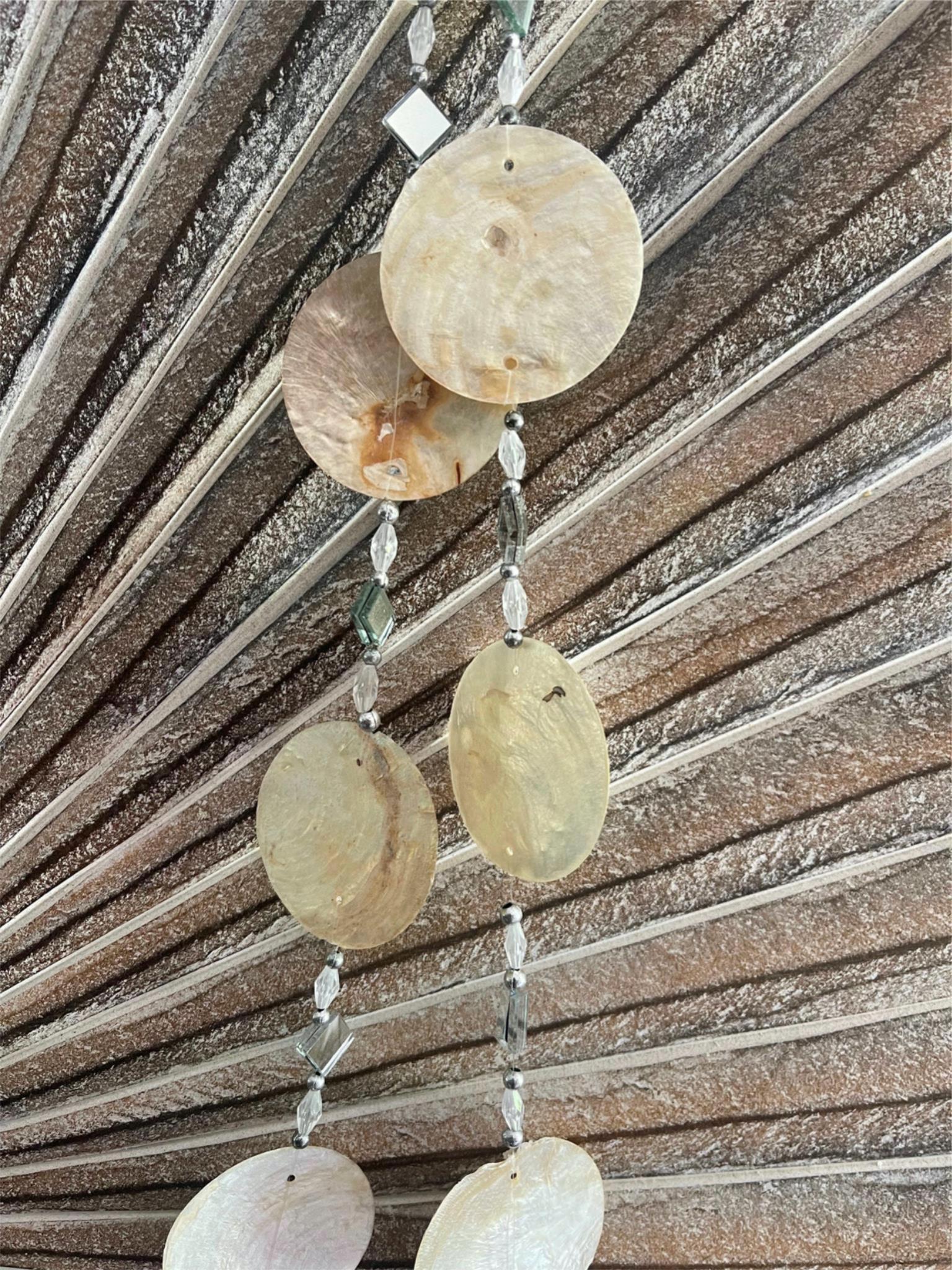 Blue Bali Shell NEW Balinese Capiz Shell with Mirror Hanging Strand / Mobile - Bali Sh ...