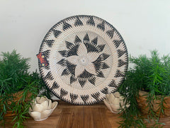 NEW Bali Woven Rattan Platter with Motif - Balinese Woven Rattan Wall Art 40cm