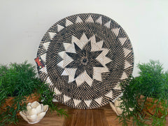 NEW Bali Woven Rattan Platter with Motif - Balinese Woven Rattan Wall Art 50cm