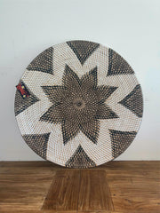 NEW Bali Woven Rattan Platter with Motif - Balinese Woven Rattan Wall Art 50cm