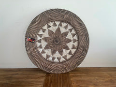 NEW Bali Woven Rattan Platter with Motif - Balinese Woven Rattan Wall Art 40cm