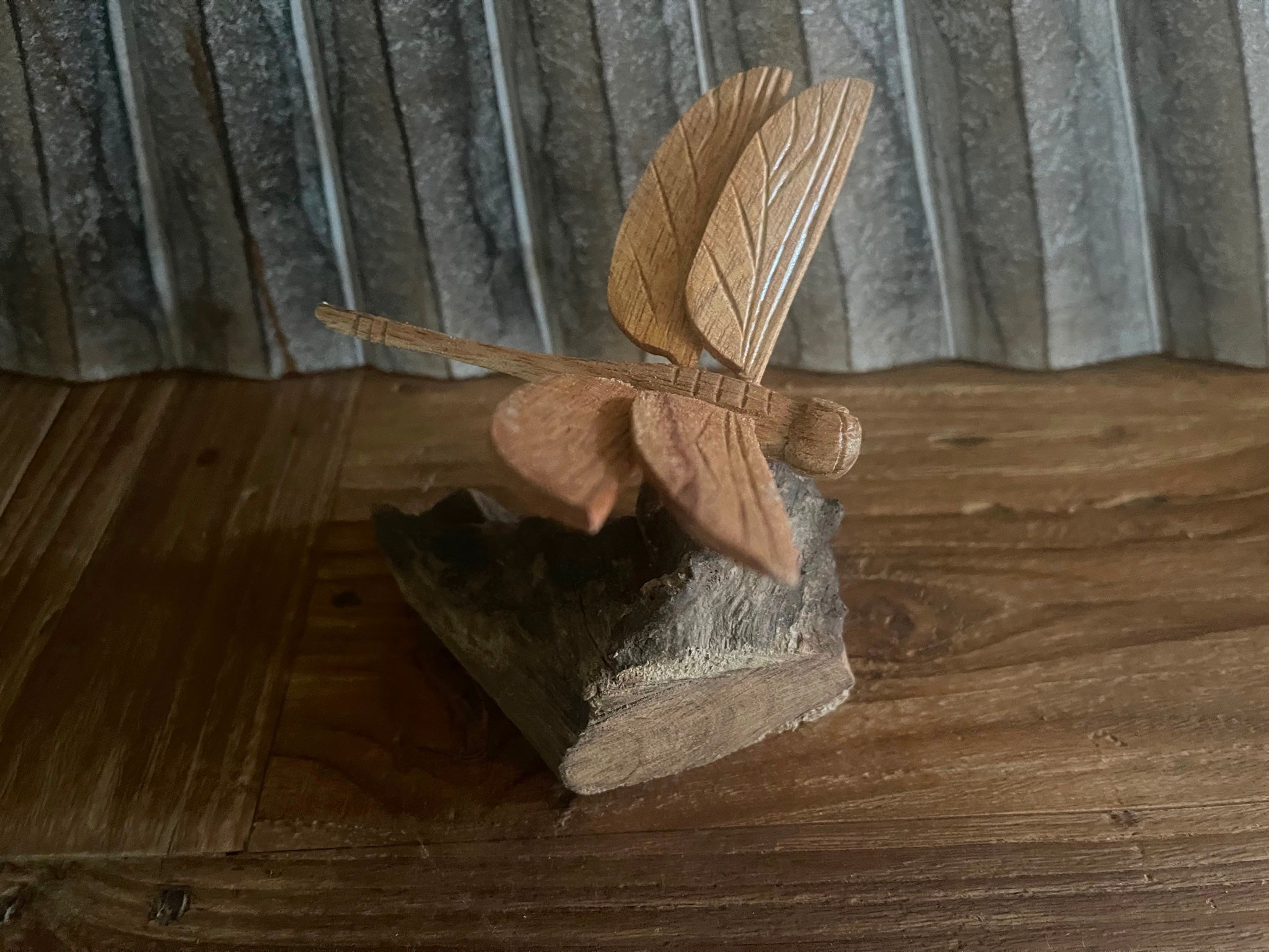 NEW Balinese Hand Carved & Crafted Suar Wood Dragonfly or Butterfly on wood