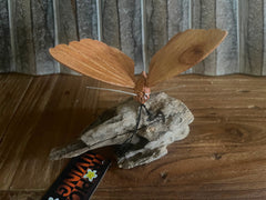 NEW Balinese Hand Carved & Crafted Suar Wood Dragonfly or Butterfly on wood