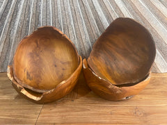 NEW Balinese Hand Crafted Teak Root Wooden Bowl - Bali Teak Wood Bowl 20cm