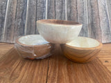 NEW Balinese Hand Crafted Teak Wooden Bowl w/Capiz Shell Trim 7cm