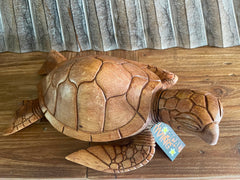 NEW Balinese Hand Carved & Crafted Suar Wood Turtle Sculpture - Bali Turtle Art