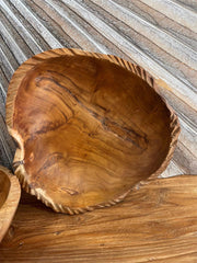 NEW Balinese Hand Crafted Teak Root Wooden Bowl - Bali Teak Wood Bowl 30cm