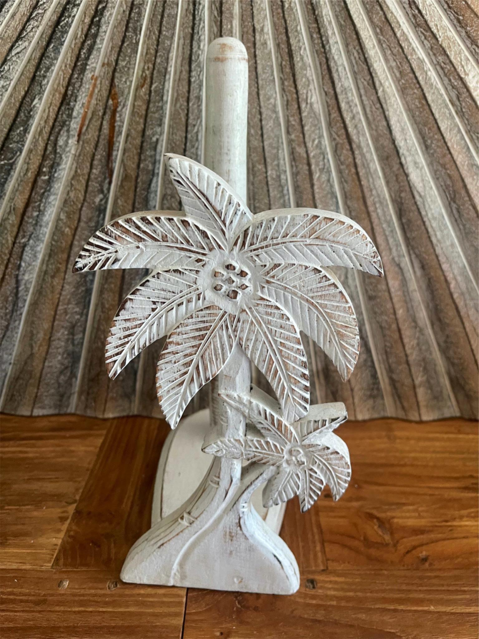 NEW Balinese Hand Crafted & Carved Palm Tree Paper Towel Holder - 3 Colours