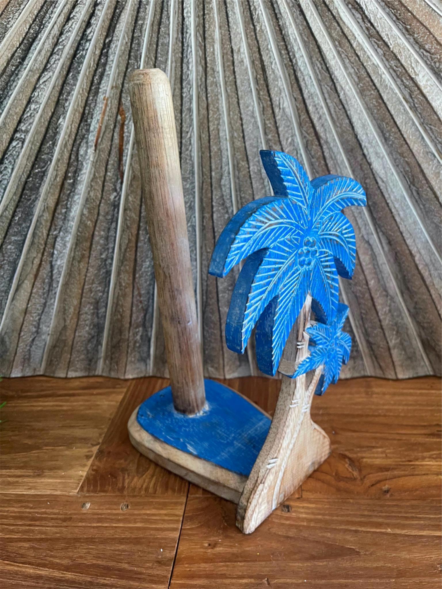 NEW Balinese Hand Crafted & Carved Palm Tree Paper Towel Holder - 3 Colours