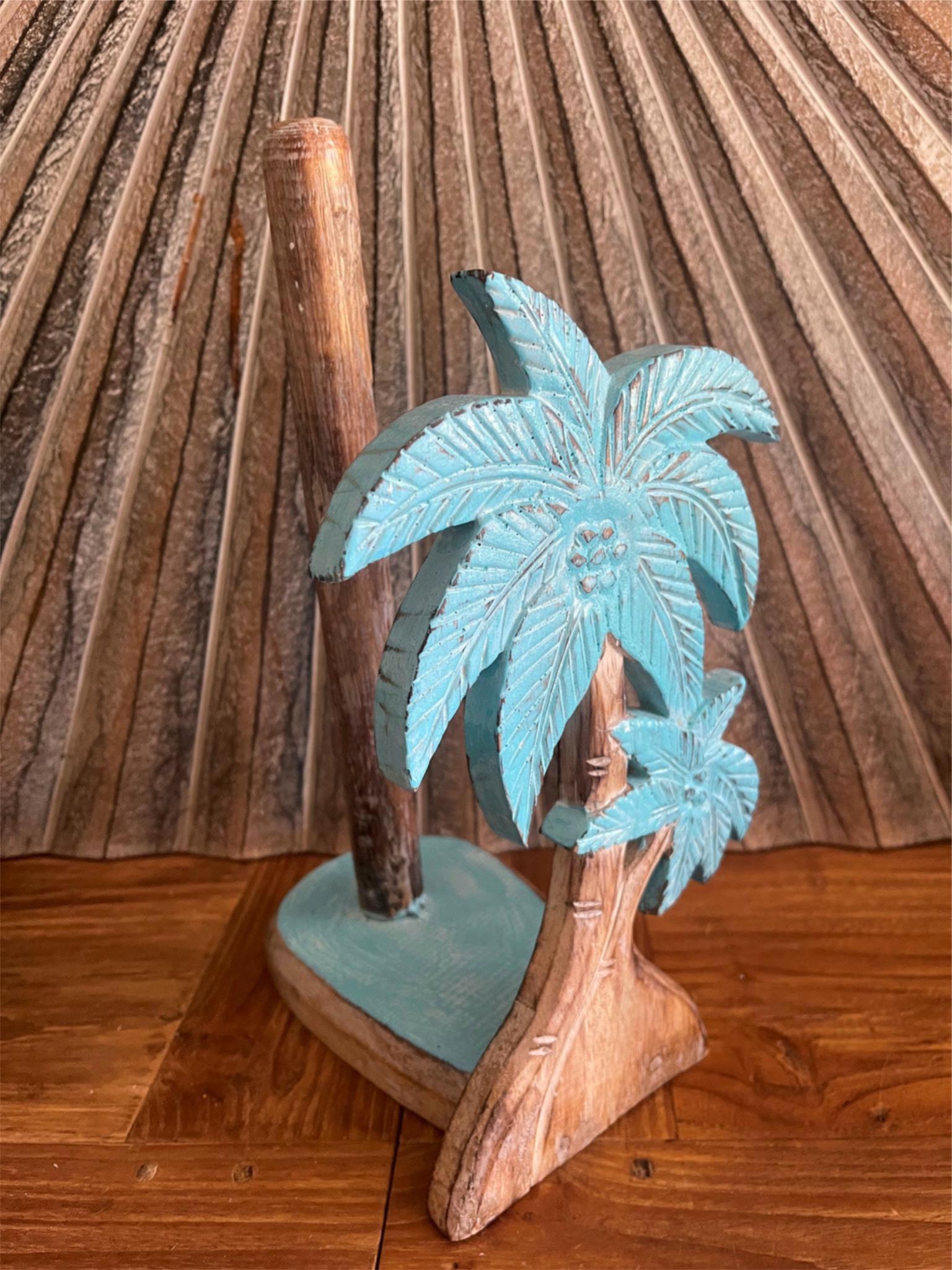 NEW Balinese Hand Crafted & Carved Palm Tree Paper Towel Holder - 3 Colours