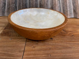 NEW Balinese Hand Crafted Teak Wood Bowl w/Capiz Shell Trim - 15cm