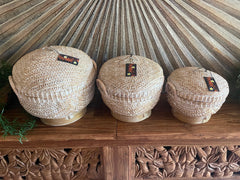 NEW Balinese Hand Woven Medium Basket w/lid - Available in 3 Sizes - Bali Basket