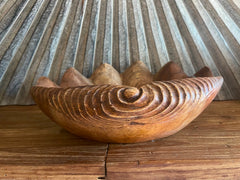 NEW Balinese Hand Carved Suar Wood Shell Shaped Bowl - Carved Bali Shell Bowl