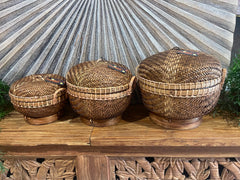 NEW Balinese Hand Woven Medium Basket w/lid - Available in 3 Sizes - Bali Basket