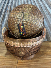 NEW Balinese Hand Woven Medium Basket w/lid - Available in 3 Sizes - Bali Basket