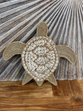 NEW Balinese Hand Crafted Shell / Natural Rope Turtle Wall Art - Bali Turtle