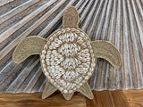 NEW Balinese Hand Crafted Shell / Natural Rope Turtle Wall Art - Bali Turtle