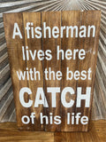Brand New Bali Handmade FISHERMAN Sign - Fisherman Lives Here with Catch of Life