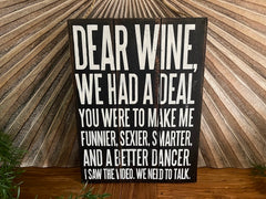 NEW Balinese Hand Crafted DEAR WINE Sign - Fun Bar Signs - Bali Bar Sign