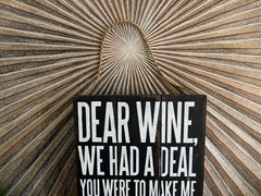 NEW Balinese Hand Crafted DEAR WINE Sign - Fun Bar Signs - Bali Bar Sign