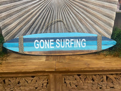 NEW Balinese Timber Surfboard Gone Surfing Sign - Bali Gone Surfing Sign