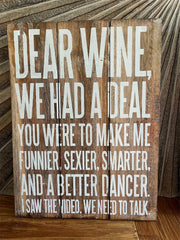 NEW Balinese Hand Crafted DEAR WINE Sign - Fun Bar Signs - Bali Bar Sign