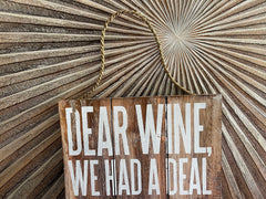 NEW Balinese Hand Crafted DEAR WINE Sign - Fun Bar Signs - Bali Bar Sign