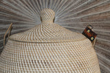 NEW Balinese Hand Woven Rattan Basket with Lid & Decor Handles