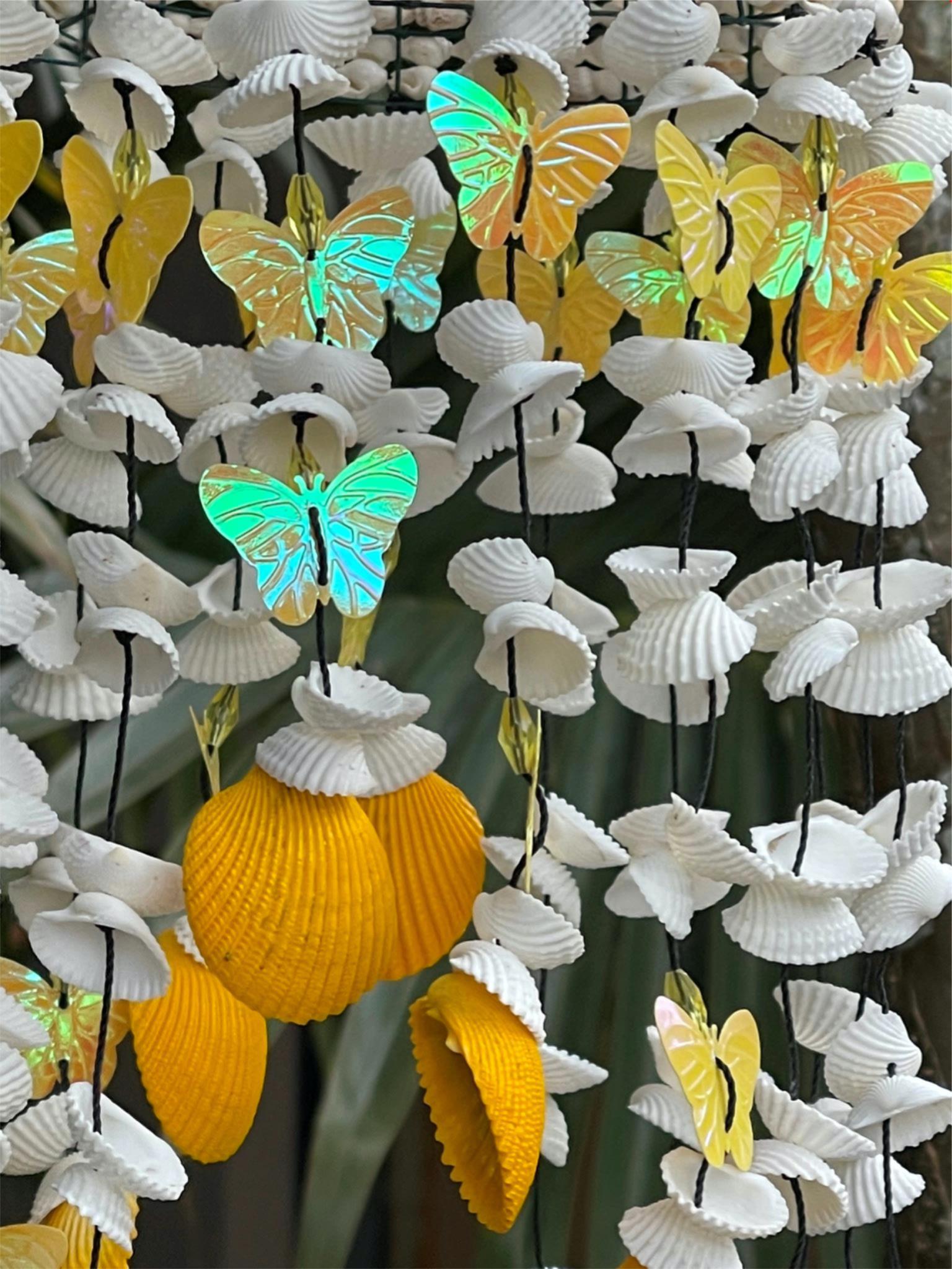 NEW Balinese Shell & Butterfly Windchime / Mobile - Bali Shell Mobile / Chime