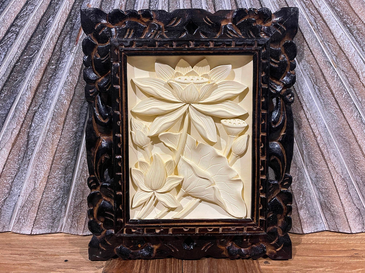 NEW Balinese Hand Crafted Tropical Wall Panel w/Bali Carved Frame - STUNNING!!