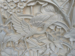 NEW Balinese Hand Crafted Tropical Bird & Lotus Wall Relief STUNNING! 80x100cm