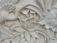 NEW Balinese Hand Crafted Tropical Bird & Lotus Wall Relief STUNNING! 80x100cm