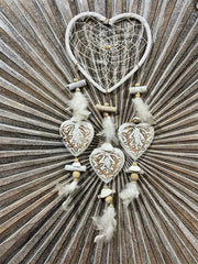 NEW Balinese Handmade Heart Dream Catcher w/Wood Heart Trim - Bali Dream Catch